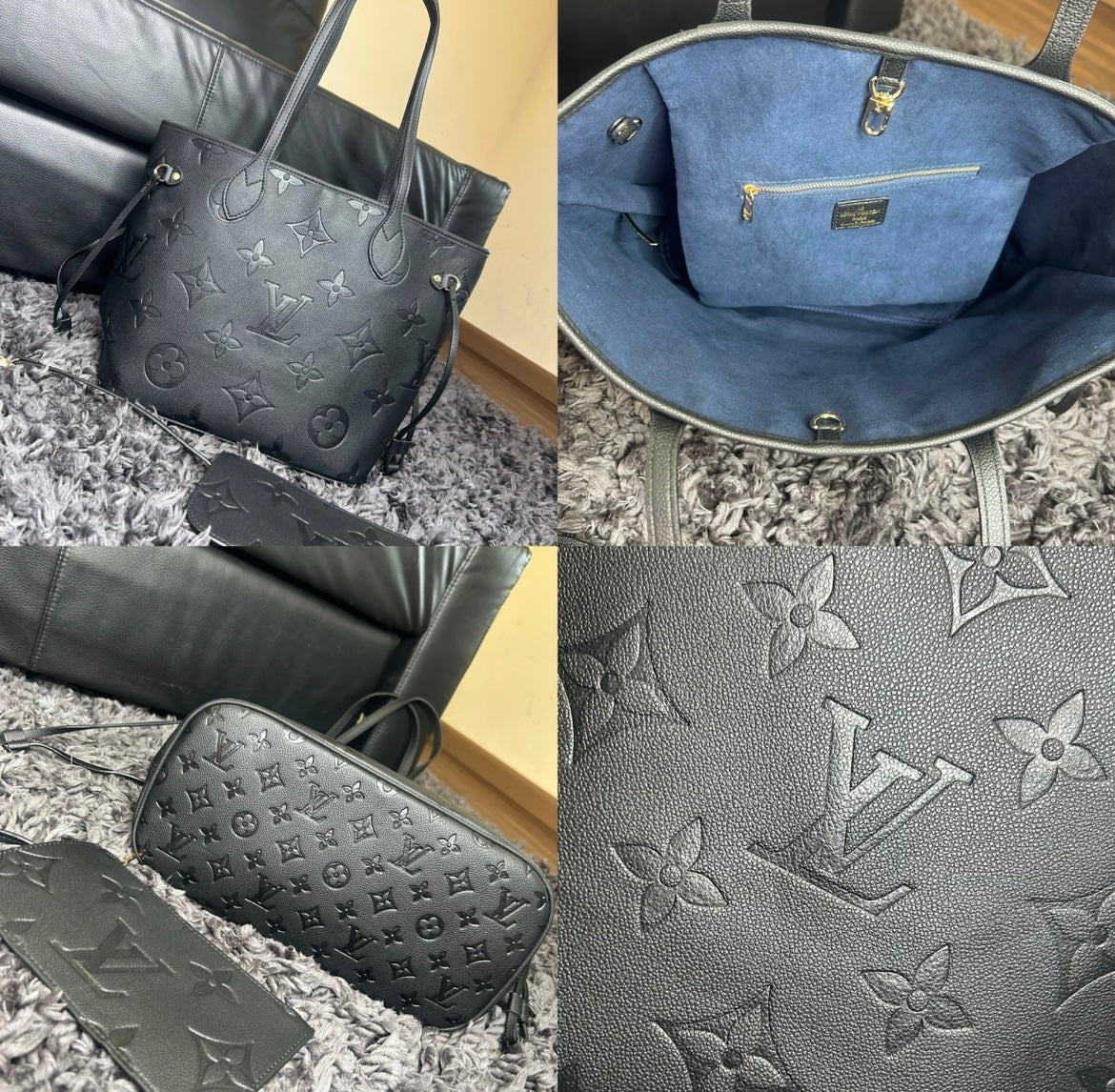 Black Lv 2pc Tote Bag