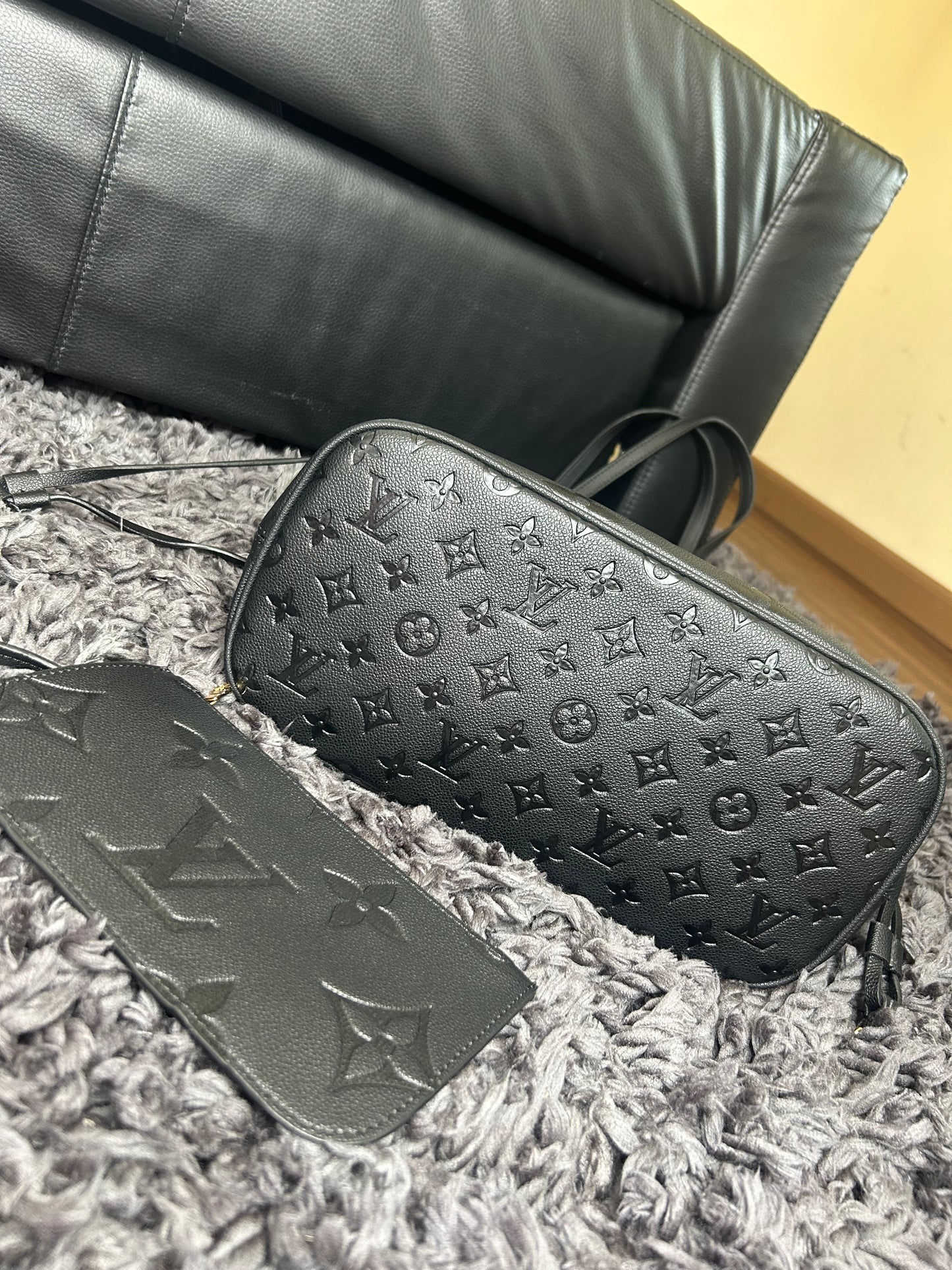 Black Lv 2pc Tote Bag