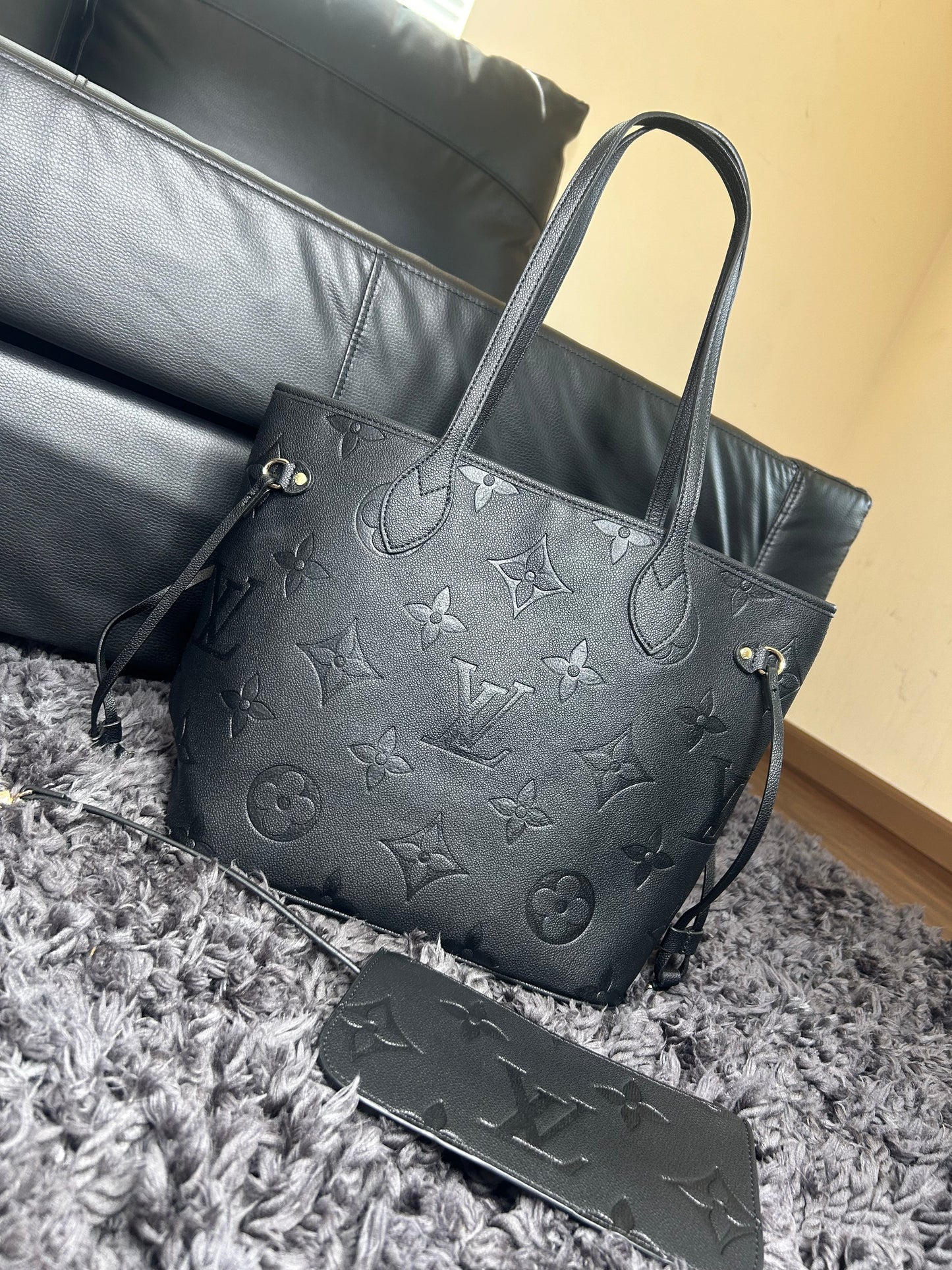 Black Lv 2pc Tote Bag