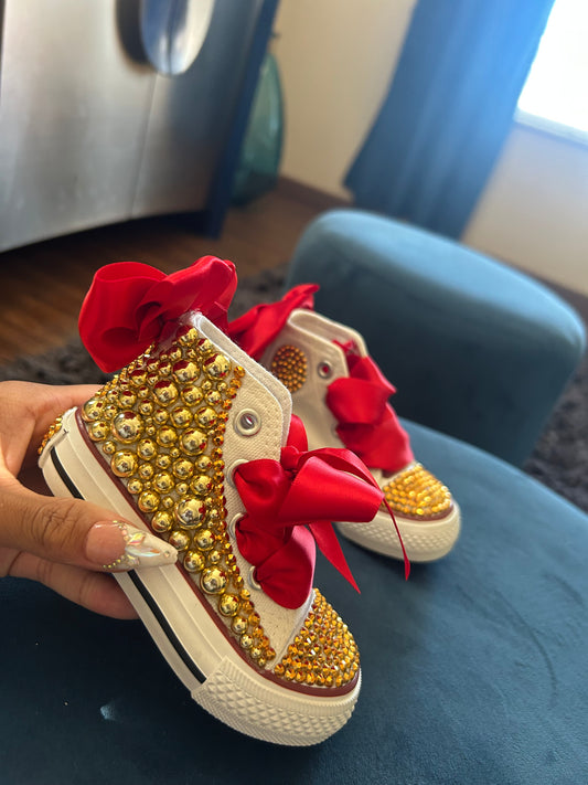 Gold And Red Pearl Shoes ❤️