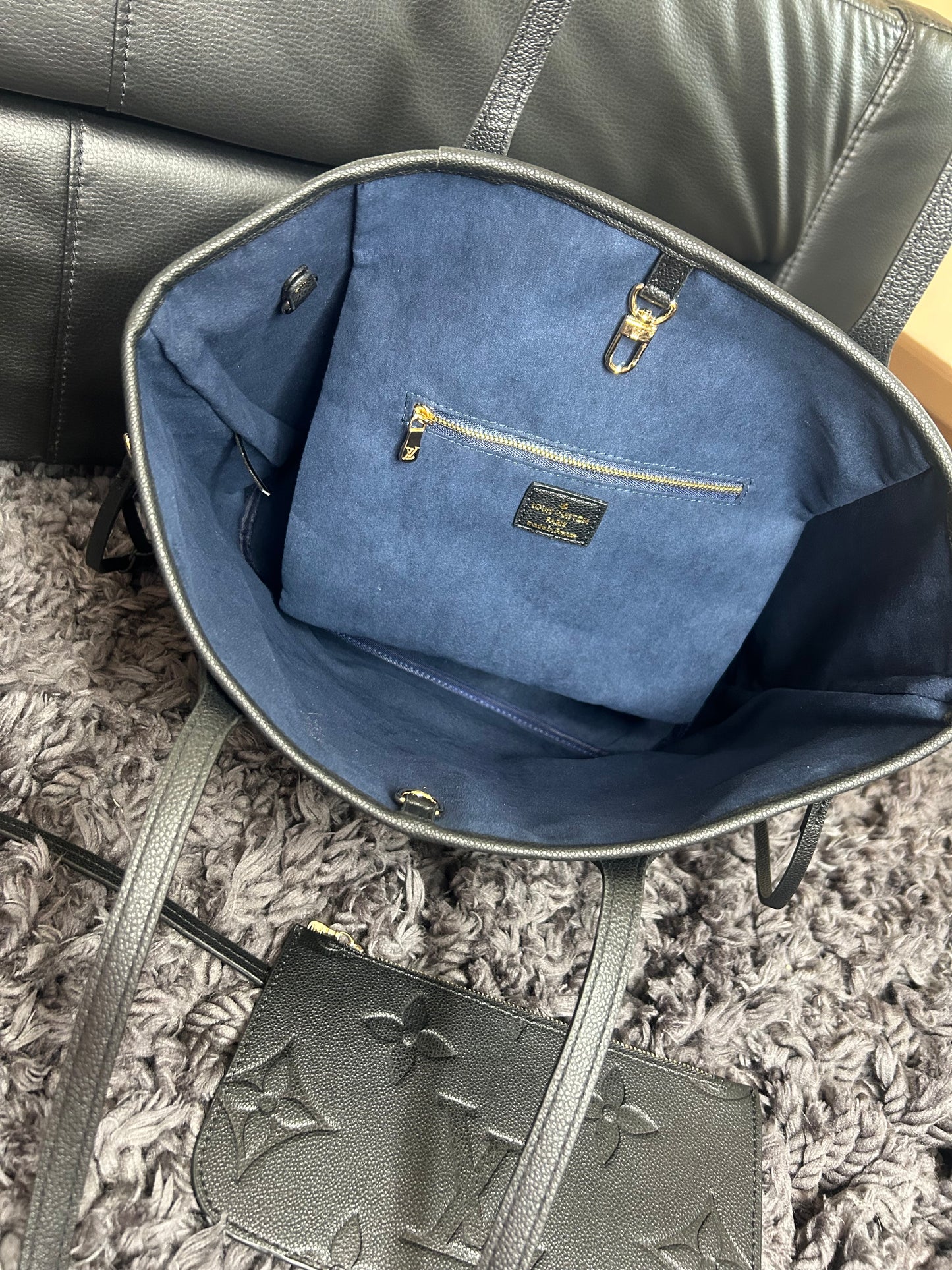 Black Lv 2pc Tote Bag