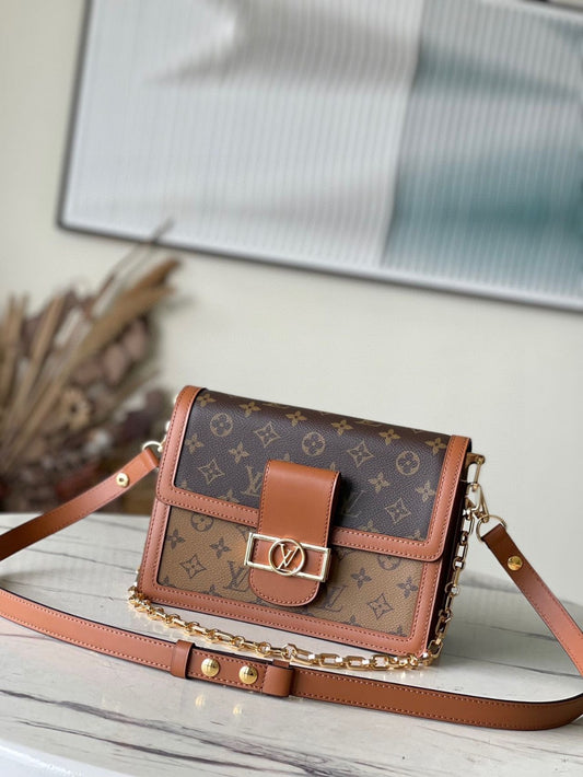 LV Reverse Monogram Canvas Dauphine MM