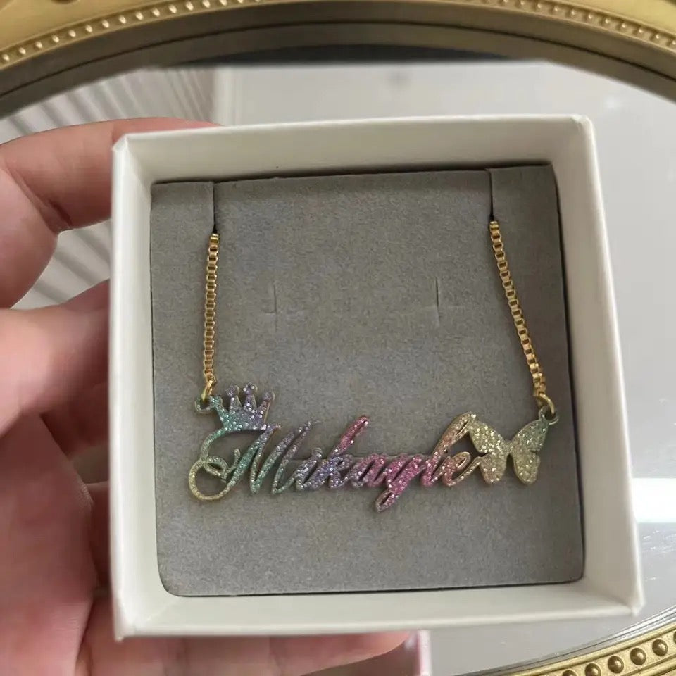 Customizable Name Rainbow Necklace