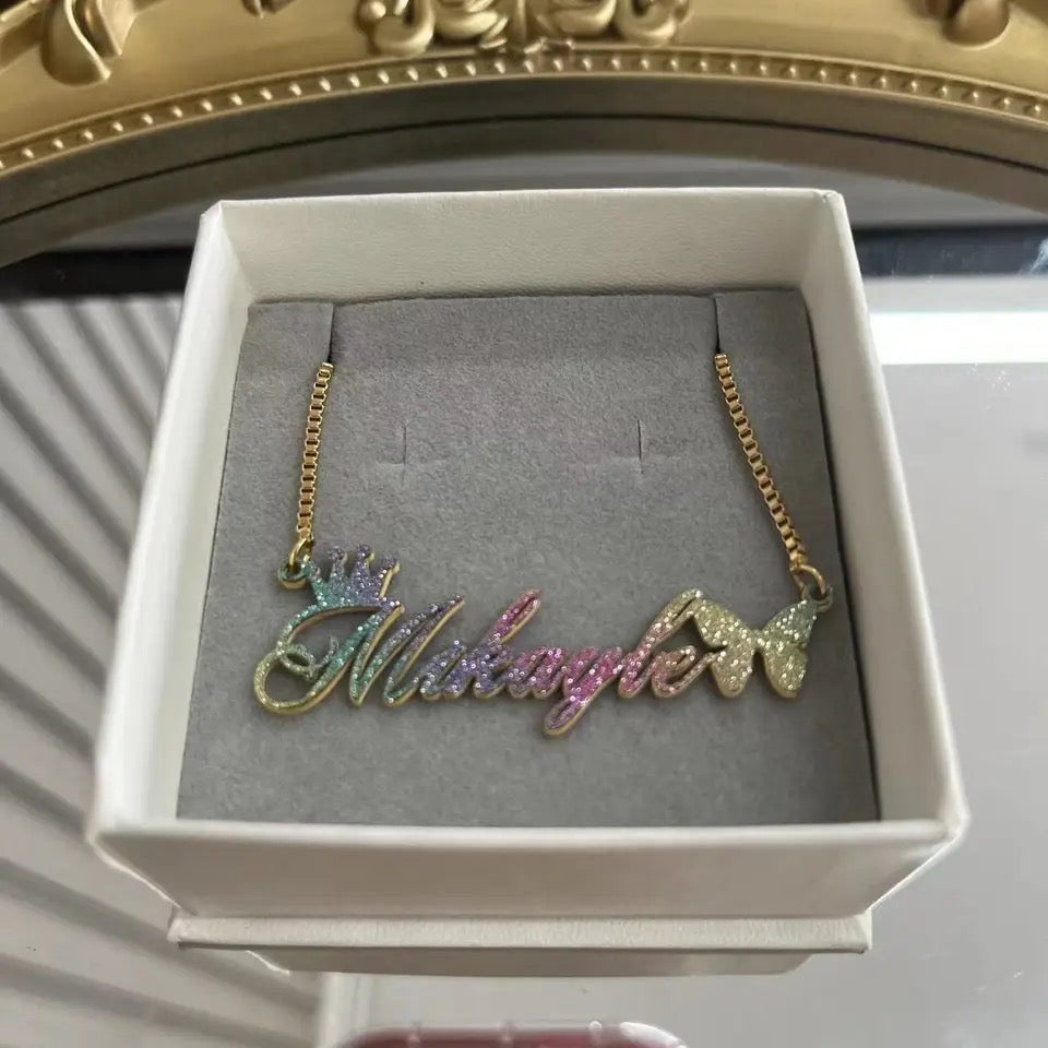 Customizable Name Rainbow Necklace